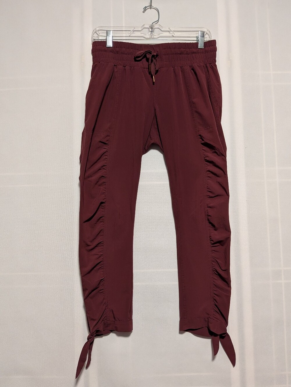 PrAna Women's Bindu Pant in a deep maroon or black cherry colorway, size small
